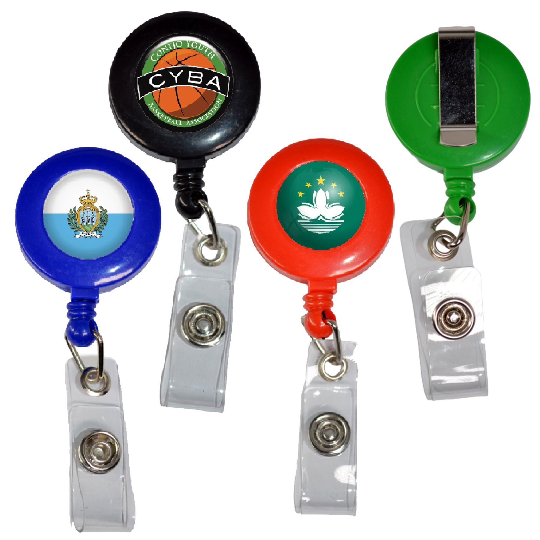 Retractable 30 inch Round Badge Reel Holder With Belt Clip - 1.26" Diameter